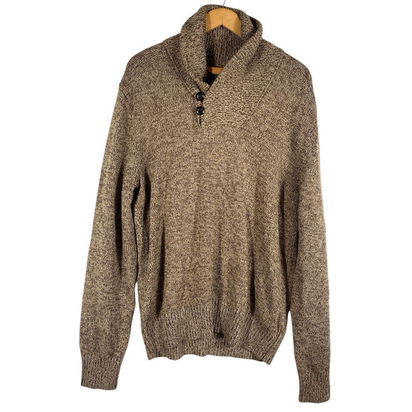 Eddie Bauer Shawl Collar Sweater Size Large Mens Brown Grandpa Academia Preppy - Picture 1 of 10